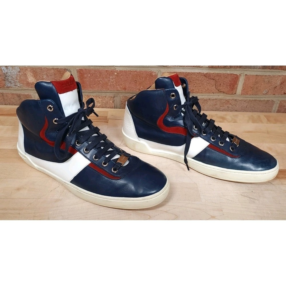 Bally Eroy 036 High Tops Men Sneaker Shoes Size US 10.5 D Navy Red